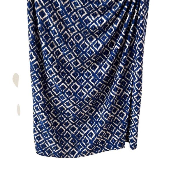 Lauren Ralph Lauren Women's Blue Faux Wrap Dress Size 6 Diamond Print - Picture 4 of 14